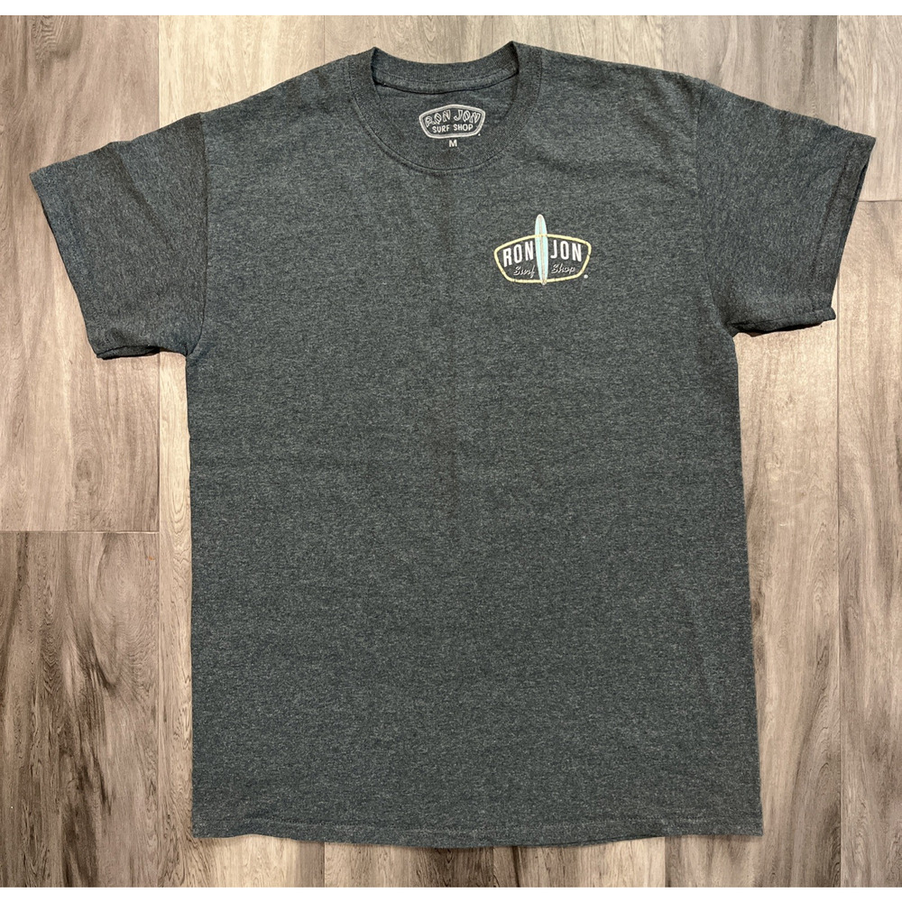 Ron Jon Surf Shop Men's Medium T-Shirt Short Sleeve Dark Gray Graphic on Back